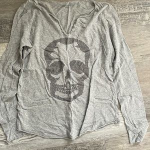 Zadig grey long sleeve w skull